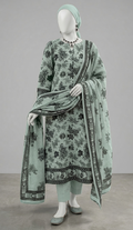 Premium Lawn 3-Piece Unstitched Suit - Sage Green Floral