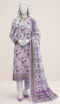 3-Piece Premium Printed Lawn Suit – Soft Lilac (US31)