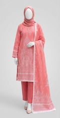 Premium Lawn Embroidered Series - Tea Pink (3-Piece Unstitched)