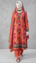 Premium Lawn 3-Piece Unstitched Suit - Peach Floral (US19)