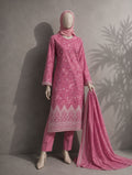 Premium Lawn Embroidered Series 3-Piece Unstitched Suit - Magenta Pink