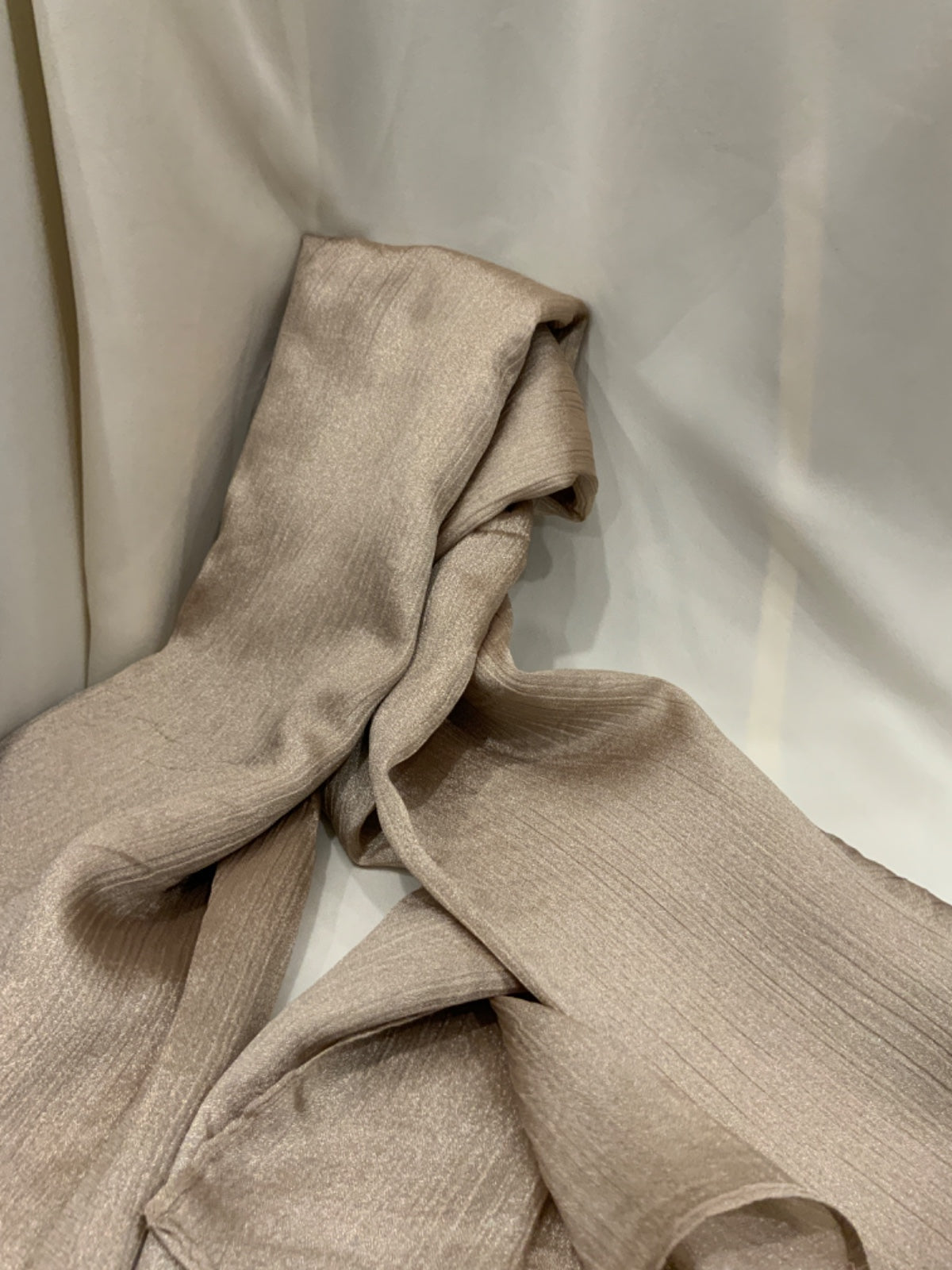 Champagne gold textured shimmer silk scarf with soft metallic sheen