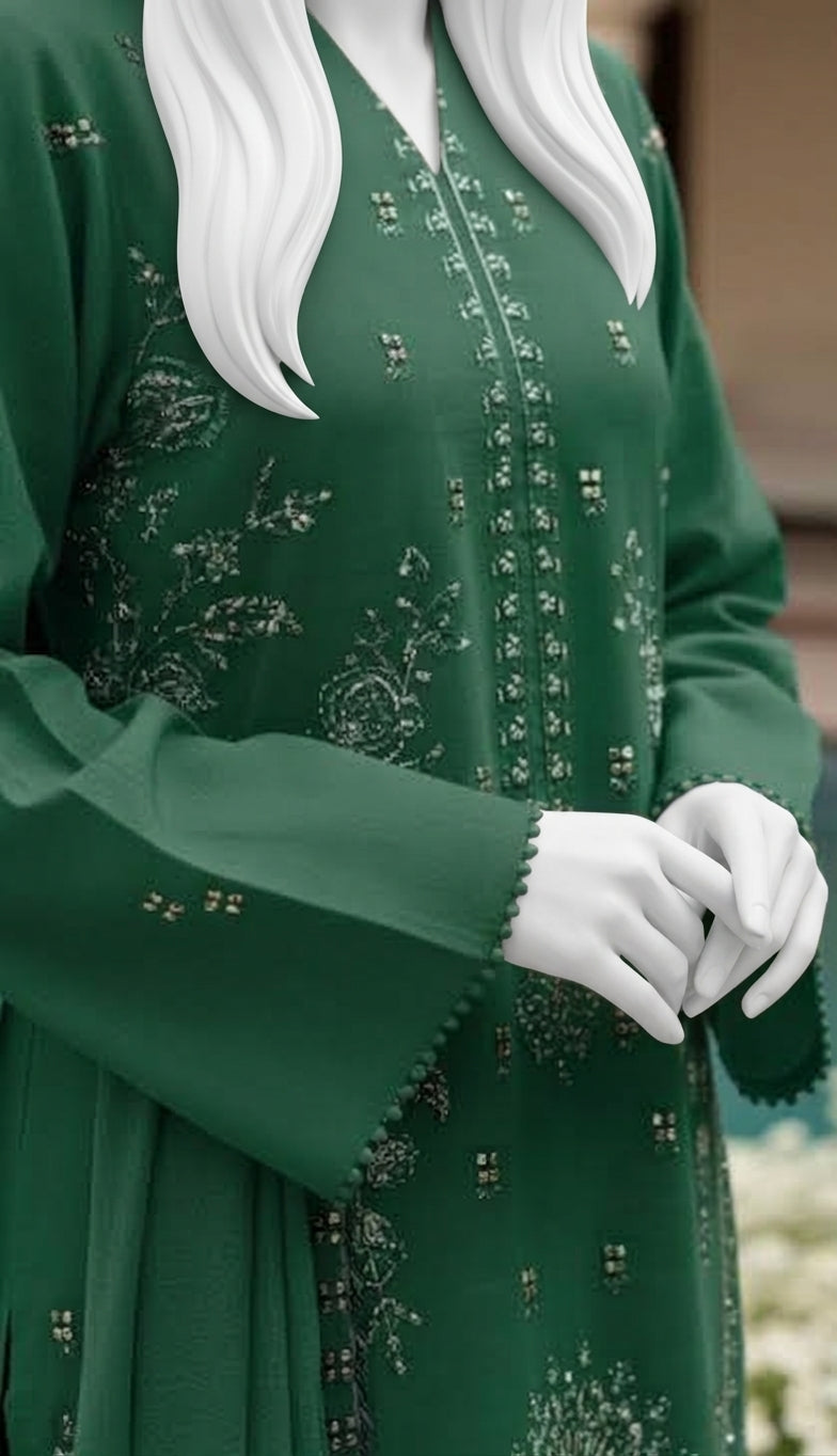 Pine Forest Green Traditional Attire Unstitched 3-Piece